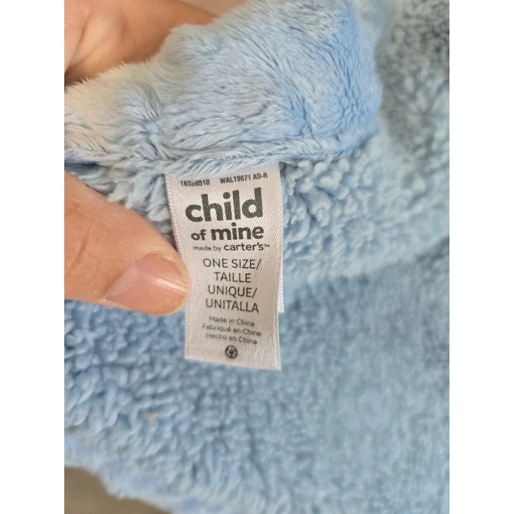Carters Child Of Mine Blue White Stars Giraffe Velour Sherpa Baby Blanket